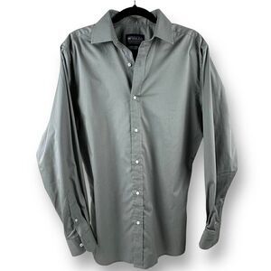 MTailor Men’s Size L Long Sleeve Dress Shirt Gray 100% Cotton‎